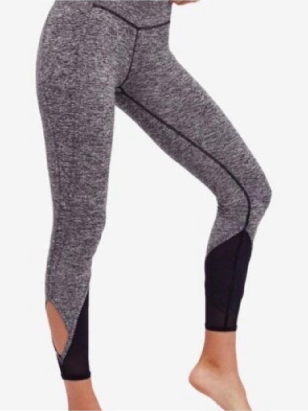 Free People Grey Heather Leggings with Black Paneling